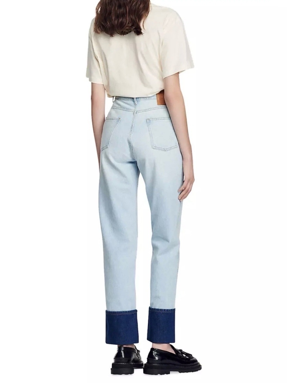 Sandro Paris Lord High-Rise Straight Leg Cuffed Jeans NWT Women’s  EU SZ 36 - Picture 2 of 8